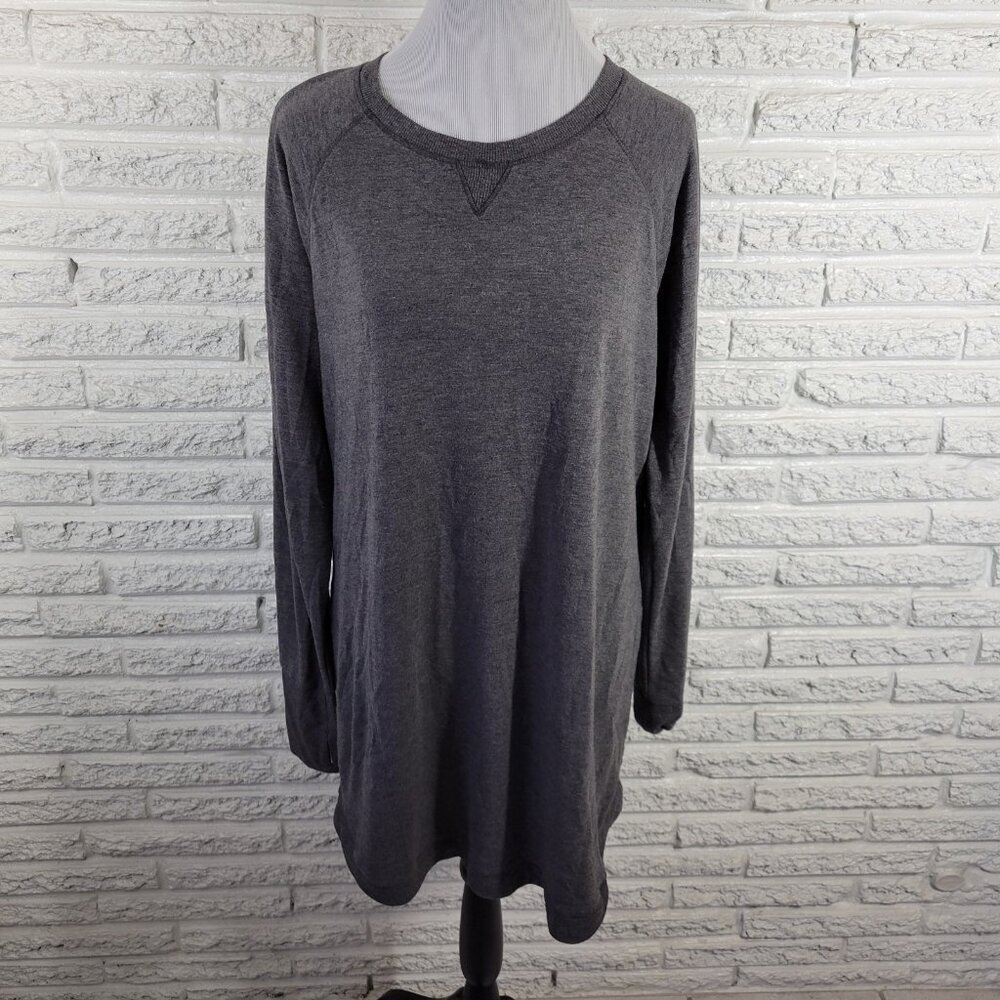 Tek Gear Womens XL Long Sleeve Gray Tee Stretch Jersey Crew Neck Casual GRA70E
